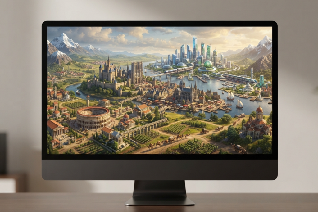 Un jeu de stratégie et city-building sur PC