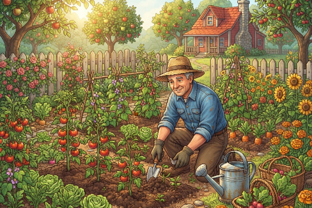 Un fermier qui cultive ses tomates