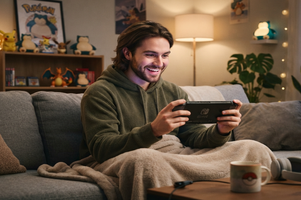 Un joueur qui joue à un jeu Pokémon sur Switch