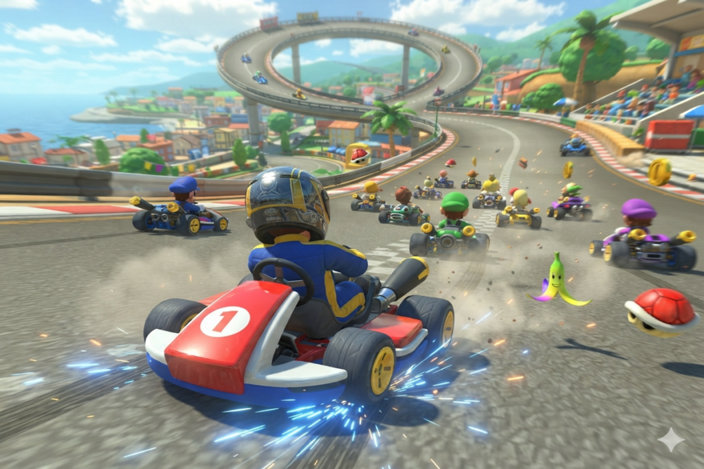 Gameplay d’un jeu similaire à Mario Kart World