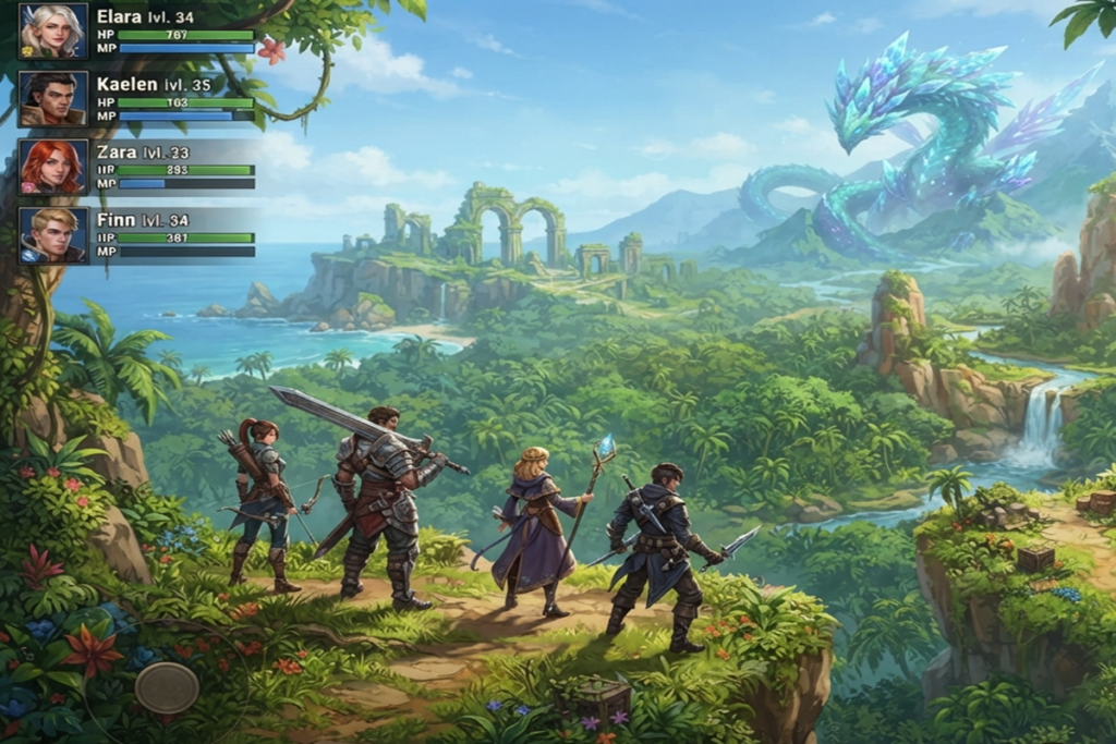 Gameplay d’un jeu RPG comme Monster Hunter Outlanders