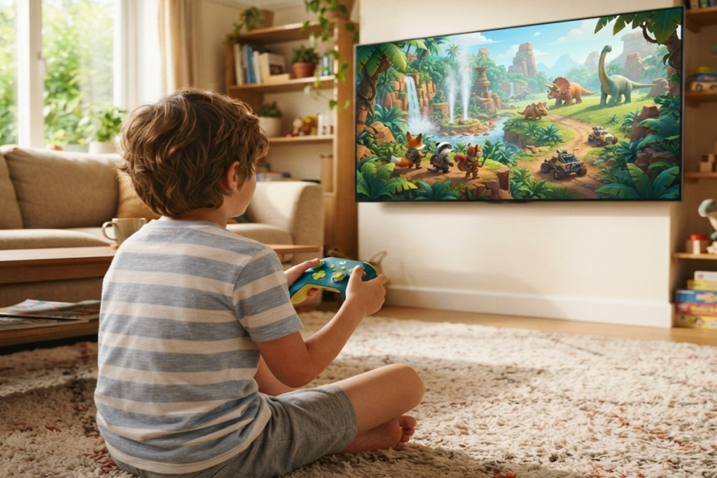 Un enfant qui joue à un jeu vidéo
