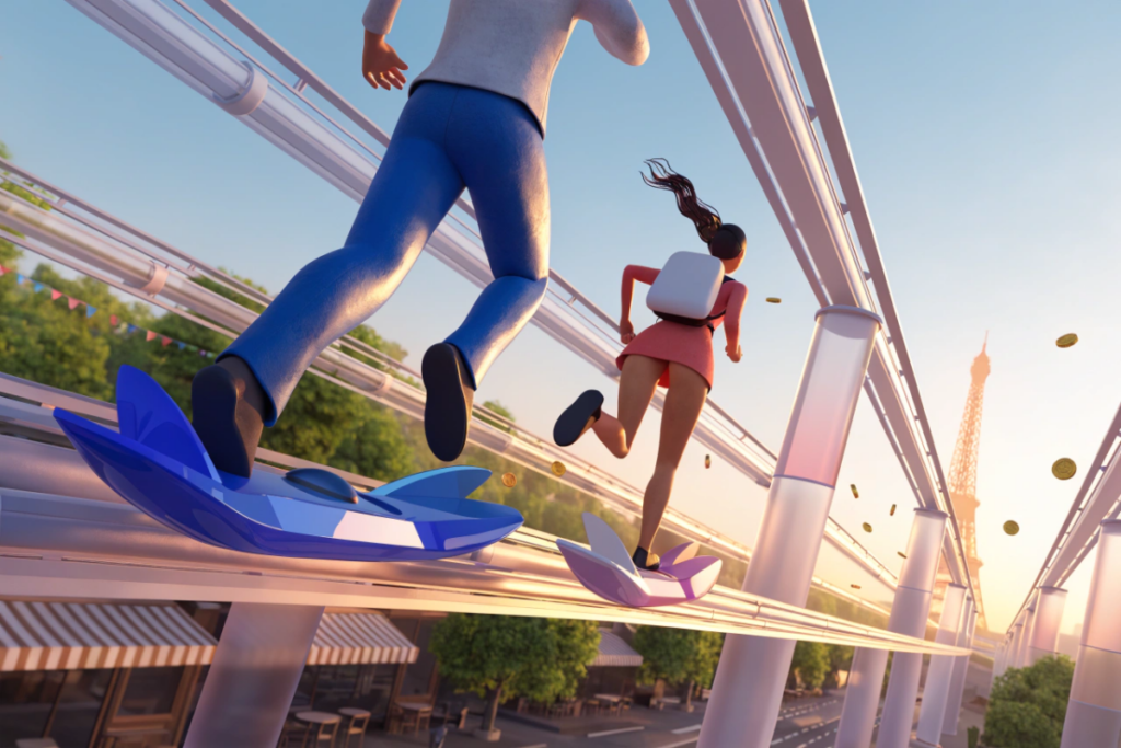 Univers inspiré de Subway Surfers avec une ambiance parisienne et un runner mobile