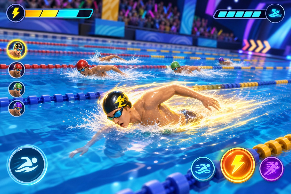 Gameplay d’un jeu comme Swimming Pro