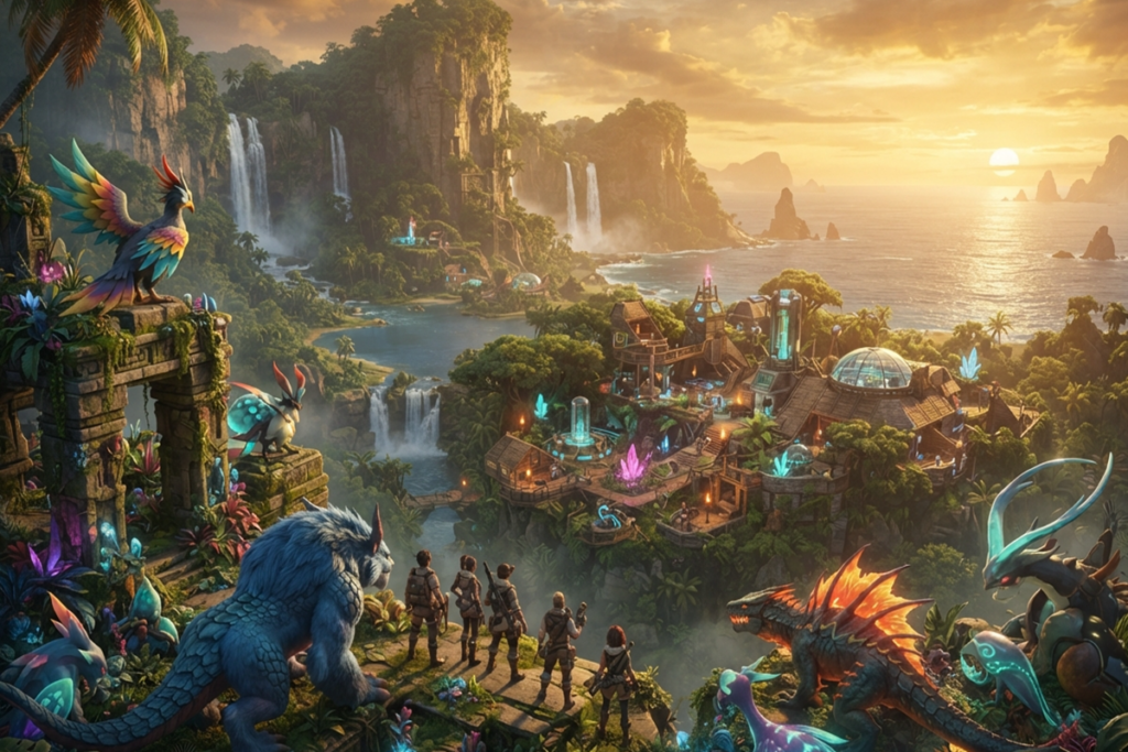 Gameplay d’un jeu en monde ouvert similaire à Palworld