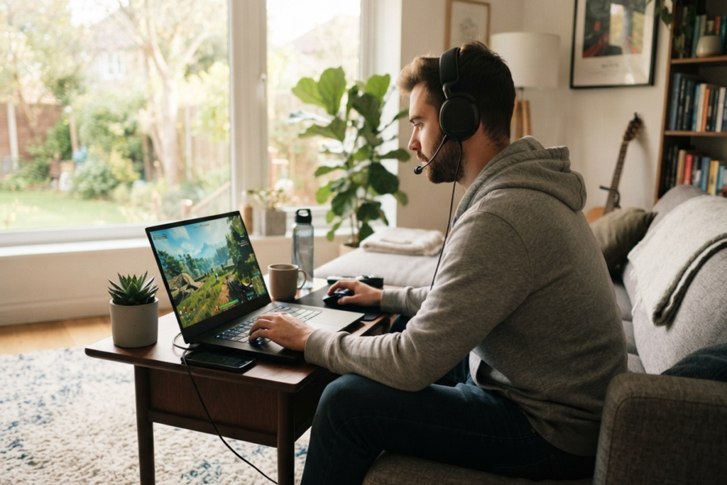 Un joueur sur son ordinateur gaming