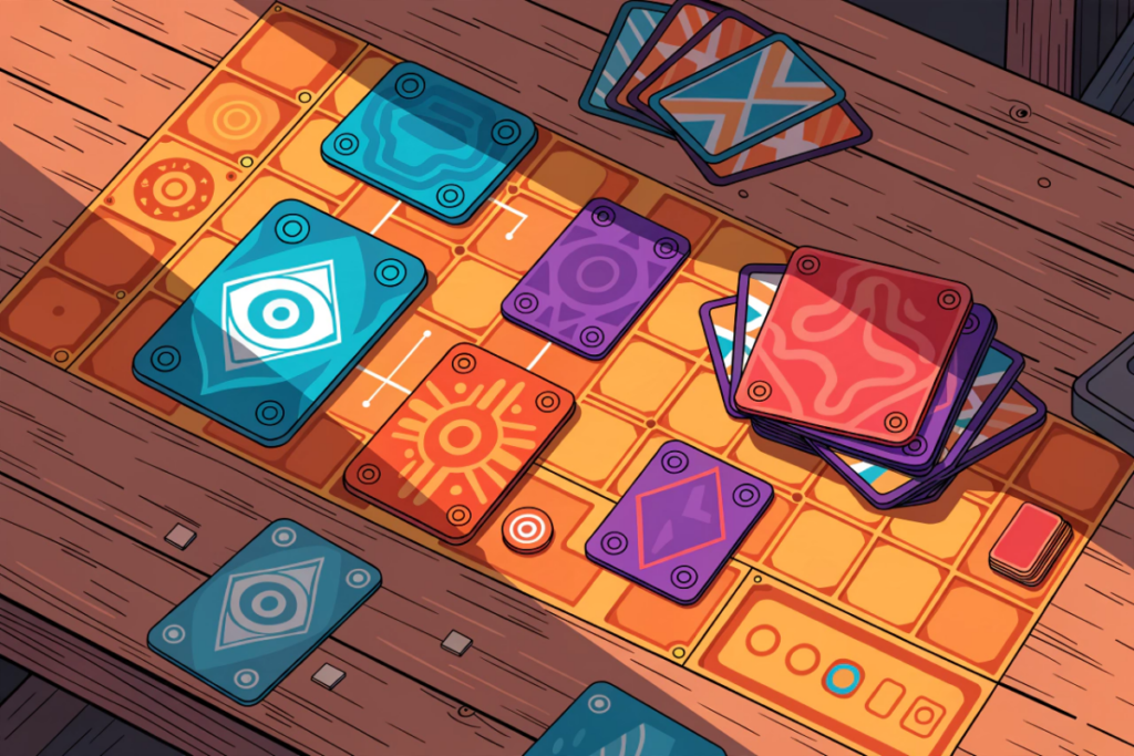 Cartes stylisées représentant un jeu de stratégie comme Clash Royale
