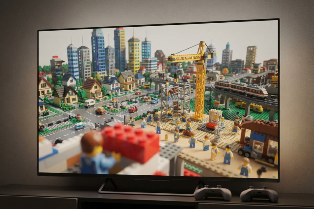 Un jeu vidéo de construction sur une console