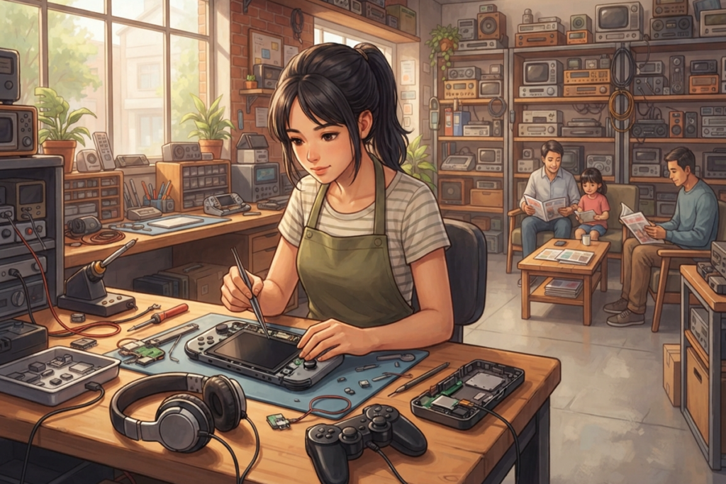 Gameplay d’un jeu similaire à ReStory - Chill Electronics Repairs