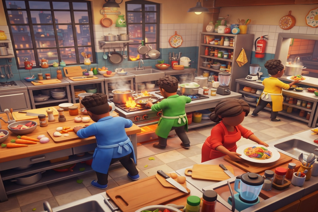 Gameplay des jeux de simulation comme Overcooked!