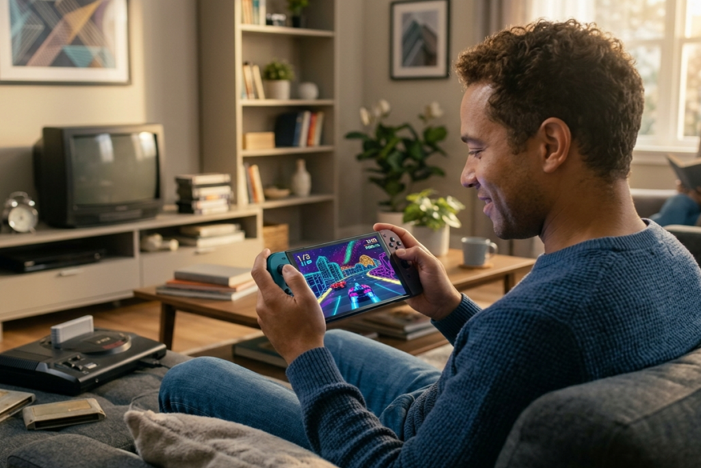 Un joueur profitant des jeux du Nintendo Switch Online
