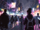 Silhouettes de passants utilisant leur smartphone pour jouer