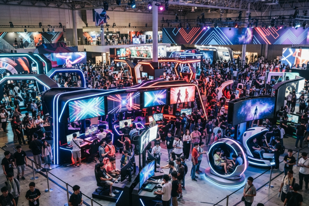 Illustration d’un salon de jeux similaire au Tokyo Game Show 2026