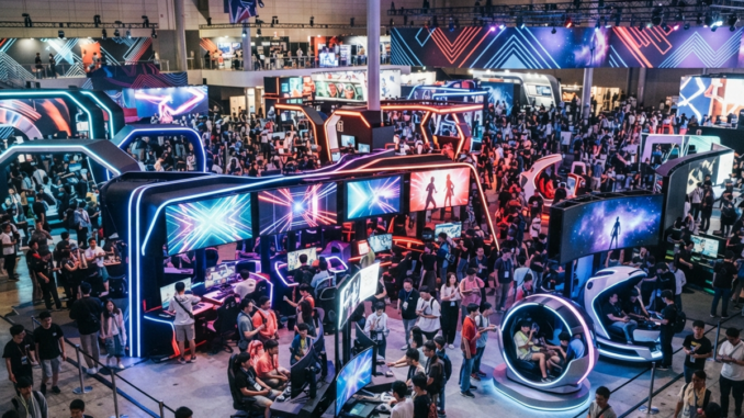 Illustration d’un salon de jeux similaire au Tokyo Game Show 2026