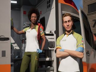Deux ambulanciers dans le jeu vidéo Ambulance Life : A Paramedic Simulator