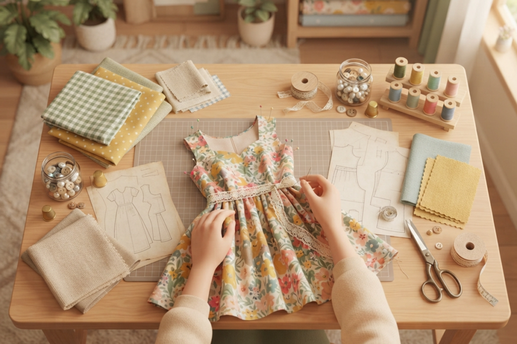 Gameplay d’un jeu de couture comme Dressmaker