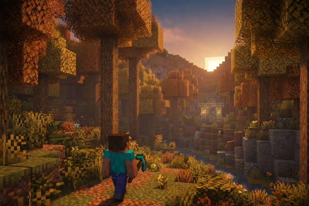 Gameplay d’un jeu vidéo sandbox comme Minecraft
