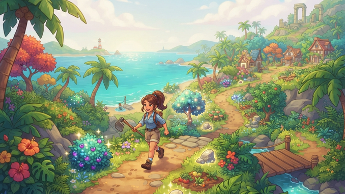 Gameplay d’un jeu cosy comme Luma Island