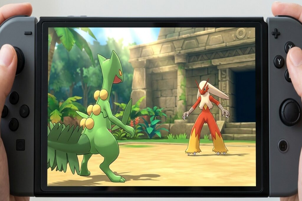 Gameplay d’un jeu comme Pokémon Rubis et Saphir sur une console