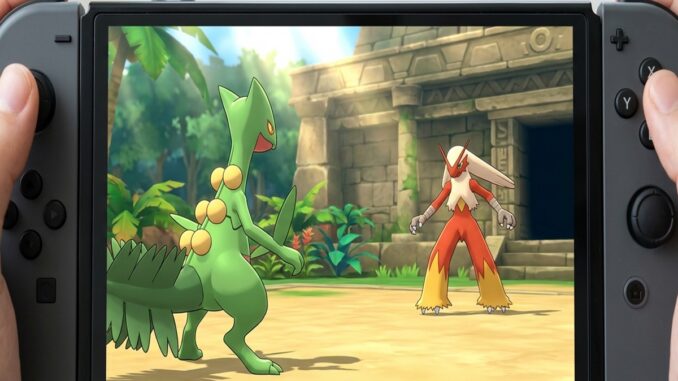 Gameplay d’un jeu comme Pokémon Rubis et Saphir sur une console