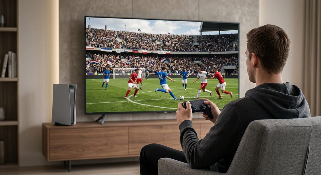 Un joueur qui teste EA SPORTS FC 27 sur sa console PS5