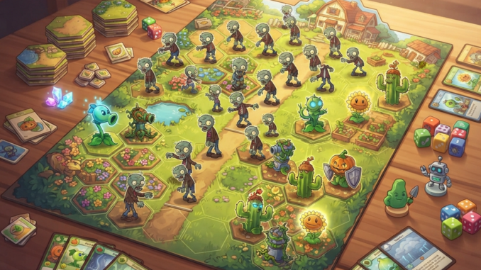 Illustration d’un jeu de plateau Plants vs. Zombies