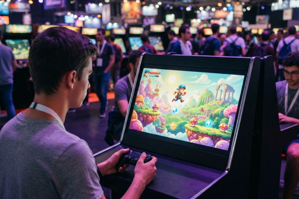 Illustration d’un test Ubisoft sur Rayman lors d’un salon