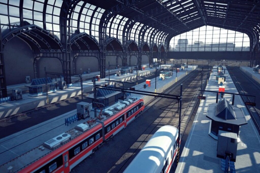 Gameplay d’un jeu de simulation sur les trains